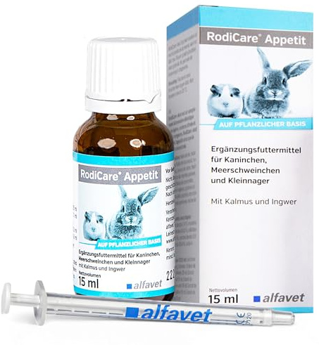 Alfavet RodiCare Appetit - Ergänzungsfutter für Kaninchen & Meerschweinchen | 15 ml schmackhafte Kräutertinktur mit Dosierspritze gegen Appetitlosigkeit bei Kleinnagern und zur Stärkung der Darmflora