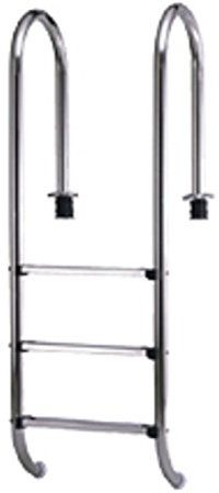 Steinbach Einbaubeckenleiter Edelstahl, 3-stufig, mit Ankersockel, für Beckentiefe 120 cm, schmale Ausführung, Holm Ø 43 mm, 018010