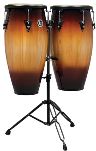 Latin Percussion LP Aspire Wood Congas 11 & 12 Set with Double Stand - Vintage Sunburst/Black