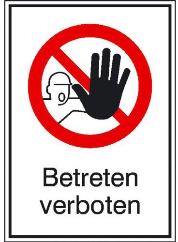 Betriebsausstattung24 Warn-Kombischild „Betreten verboten“ - Sicherheitsschild/Warnschild - Betriebssicherheit - Folie, 13,1 x 18,5 cm