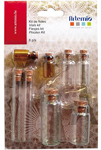Artemio Set de 8 Mini Fiole, Autre, Transparent, 11 x 2 x 17,5 cm 11006638