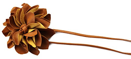 CAISHA Gürtel Hüftgürtel Wickelgürtel Leder Look mit extravaganter Blume Braun WG1