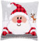 Vervaco Kreuzstich Stickpackungen Kissen Stickerei Set Anfänger Vorgedruckt Nikolaus mit Mütze DIY Set Kreativ Set Für Erwachseneca. 40 x 40 cm Bastelset Handwerker Haus Dekoration