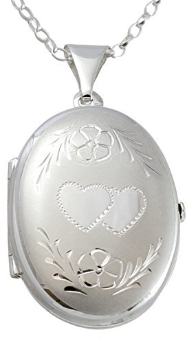 Alexander Castle Oval 925 Sterling Silber Kette mit Foto Medaillon für Damen Mädchen Kinder - 4 Fotos - 28mm x 22mm - 18 Sterlingsilber Foto Kette & Schmuck Geschenk-Box