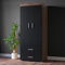 DRP Trading Black & Walnut Wardrobe, Clothing Closet, Bedroom Organising, Wardrobe with Drawers, Shelves, Hanging Rails, Ideal for Bedroom or Dressing Room