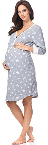 Italian Fashion Chemise de Nuit Allaitement | Pyjama Grossesse et Maternité | Pyjama Femme Enceinte pour la Maison et l’Hôpital | Tenue Maternité Accouchement à Boutons S-XXL