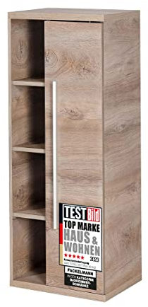 FACKELMANN Midischrank Stanford/Badschrank mit gedämpften Scharnieren/Maße (B x H x T): ca. 42 x 106 x 32 cm/hochwertiger Schrank/Anschlag: rechts/Korpus: Braun hell/Front: Braun hell