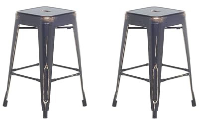 Hocker 2er Set in industriellem Stil Metall silber/gold 60 cm Cabrillo