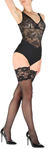 GIULIA 20 DEN sexy halterlose Strümpfe floral gemusterter, bereiter Spitzenband