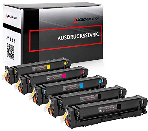 Logic-Seek 5 Toner kompatibel mit Canon 054 054H LBP621Cw LBP623Cdw Serie MF640 Serie MF641Cw MF643Cdw MF645Cx CX317DN CX417DE CX517DE - Schwarz 3100 Seiten Color je 2300 Seiten