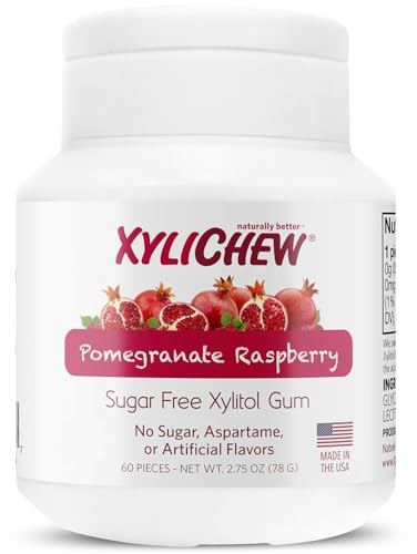 Xylichew 100% Xylitol Chewing Gum Jars - Non GMO, Gluten, Aspartame, and Sugar Free Gum -Bad Breath and Dry Mouth 60 Count