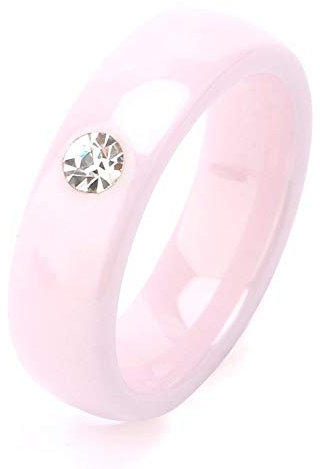 Zuiaidess Keramik Ring,Rosa Keramik Ringe Für Frauen Ringe Aus Keramik Bling Cz Stein Keramik Trauringe Einzigartige Modeschmuck, 7.