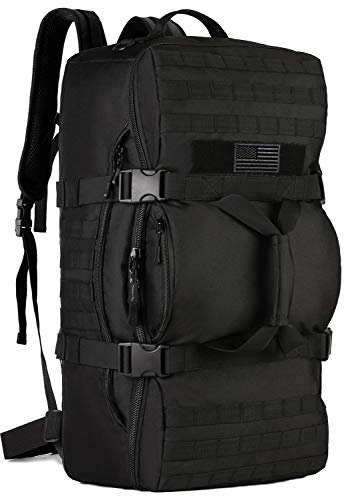 Protector Plus Taktischer Reiserucksack, 60 l, Militär, MOLLE-Reisetasche, Gepäck, Koffer, Wandern, Camping, Outdoor Rucksack (Regenabdeckung und Patch enthalten), schwarz