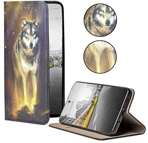 KX-Mobile Hülle für iPhone 6 / 6s Handyhülle Motiv 1340 Wolf in der Nacht Tier Premium Smart aus Kunstleder einseitig Bedruckt HandyCover Handyhülle für iPhone 6 / 6s Hülle