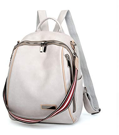 FANDARE Damen Rucksack Mädchen Schultasche Wasserdicht Schultertasche Handtasche Schulrucksack Casual Daypacks Reise Campus Sport Schulranzen 3 in 1 Rucksäcke Dauerhaft PU Weiß Grau