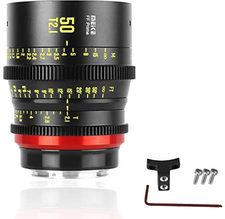 Meike 50 mm T2.1 Vollrahmen manueller Fokus Weitwinkelobjektiv für Canon EF Mount und Cine Camcorder ZCAM E2-F6, E2-F8, Canon EOS C500 Mark II und S35 EOS C100 Mark II, EOS C200, Zcam E2-S6 6K