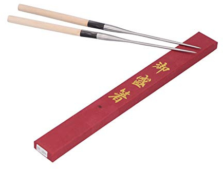 Japanese Sushi Chopsticks, Stainless Steel Reusable Chopsticks Chef Cooking with Wooden Handle for Home Restaurant(150mm)