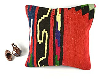 kelim kissen 40x40 cm handgefertigt kelim kissenbezug orientalische kissen kopfkissen viereckig dekorative bohemian kissenhülle dekokissen sofakissen zierkissen code A2504