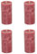 Stumpenkerzen Rustic 4er Set - Stumpenkerze, Blockkerze, Kerze, Adventskranz, Advent - Kein Ruß - Brenndauer: 60 Std. - viele Farben - 7x13 cm (Weinrot)