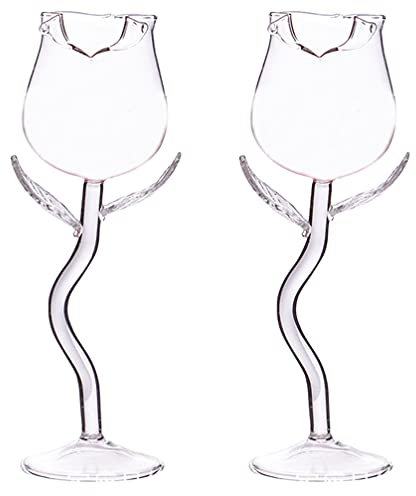 YARNOW Verres à Vin en Verre de Rose 2Pcs Verre Cocktail en Forme de Vin en Forme de Vin en Forme de Vin Créatifs Verres de Vin Grand Cocktail pour Le Dîner de Fête Festival de Mariage