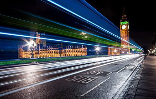 LHJOYSP Geschenk mädchen 3D Puzzle 1000 Teile City Lights Street Big Ben in London, England 75x50cm
