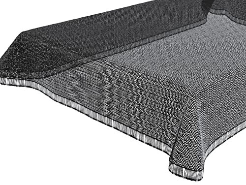 BEAUTEX Moa Weichschaum Tischdecke mit Fransen, Garten, Balkon, Terrasse, Camping - Eckig 130x220 cm, Schwarz