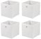 Taylor & Brown Set of 4 Large Foldable Square Storage Cubes, Fabric Organiser Canvas Cube Boxes Collapsible for Home, Bedroom, Nursery Office, Playroom Toys, 30x30x30cm (White)