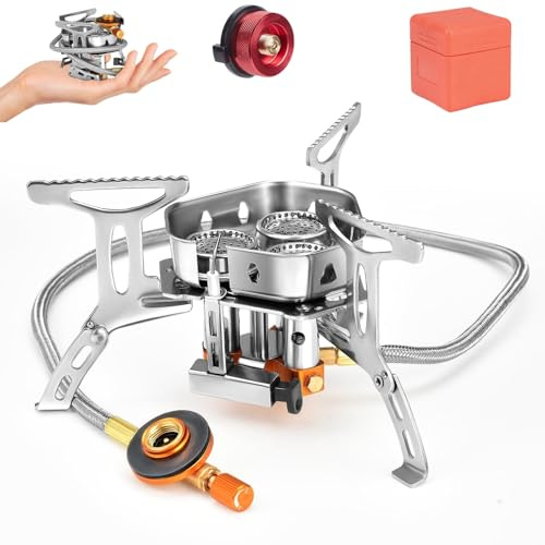 Camping Gas Stove 6850W, Portable Outdoor Camping Furnace, Folding Wild Camp Gas Burner, Backpacking Stove Suitable for Hiking, Camping, Trekking and Picnic