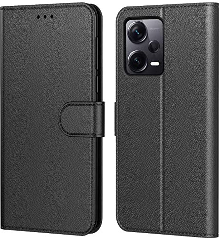 Tenphone Coque pour Xiaomi Redmi Note 12 Pro 5G,Etui Protection Housse Premium en Cuir PU, Pochette Flip Case Compatible avec Redmi Note 12 Pro Book (Noir)