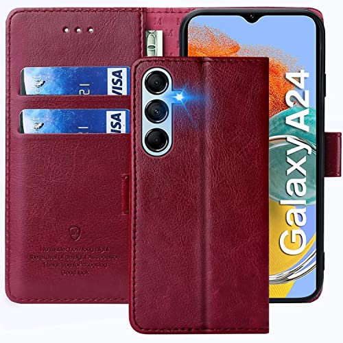 FMPCUON - Funda para Google Pixel 8 Pro (Piel sintética, con Tapa de protección magnética, Color Rojo