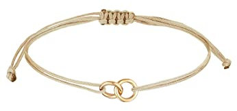 Elli Armband Damen Kreis Geo Minimal mit Nylon Braun in 925 Sterling Silber vergoldet
