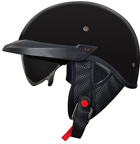 Casque Demi-Visage Moto en Allemand Casques Vintage À Face Ouverte ECE Homologué Mobylette Bols Casque pour Hommes Femmes avec Visiere Demi Coque Casque Jet 2,XL:61-62CM