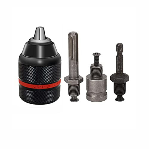 WOMGF Mandrino Trapano Autoserrante 2-13 mm 1/2-20UNF Adattatore SDS PLUS Mandrino Chiusura Rapida con Adattatore Esagonale,Kit Adattatore per Mandrino di Precisione il Fissaggio Rosso