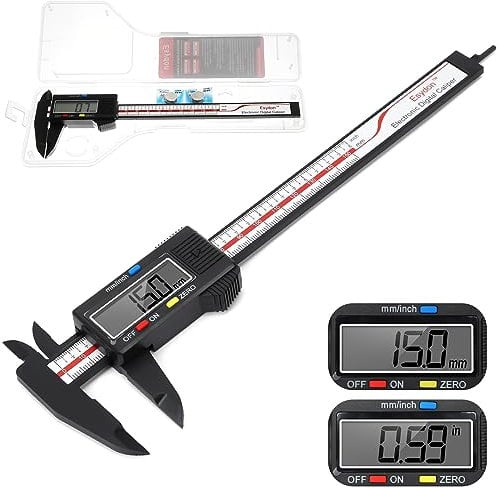Esydon Digital Caliper, Upgraded Calipers 6 inch, Measuring Tool, Electronic Ruler, with Large LCD Screen, Auto-Off Feature, Inch and Millimeter Conversion, Plastic Case, Perfect for Household, DIY