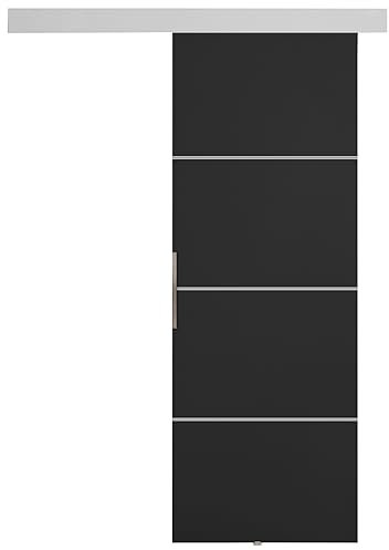 KIER FURNITURE Schiebetür Komplettset - MALIBU - Tür mit Laufschiene - Schiebetürsystem - Raumspartür - Innentüren - Schiebetür - Graphit 66 x 205 x 1,6 cm