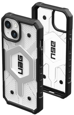 URBAN ARMOR GEAR UAG Case Compatible with iPhone 15 Case 6.1 Pathfinder Clear Ice/Silver Built-in Magnet Compatible with MagSafe Charging Rugged Transparent Dropproof Protective Cover