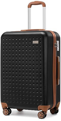 KONO Hartschalenkoffer Reisekoffer Koffer Trolleys 100% ABS Handgepäck Koffer mit 8 Spinnerräder Rollkoffer TSA-Schloss Reisegepäck Schwarz