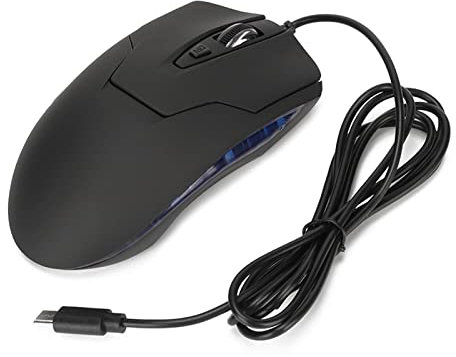 Ratón Ergonómico Con Cable USB C - 1600 DPI, 6 Botones, Retroiluminado, Teclas Multimedia Para Ordenador Portátil y Juegos
