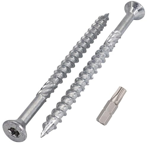 SKIR'CO (4 Pièces) Vis à Bois en Acier Zingué 8,0 x 120 mm, Tête Fraisée Torx, Type 17, pour Aggloméré