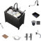 Mueble Fregadero Cocina de Acero Inoxidable 1 Seno con Escurridor Fregadero Exterior Jardin Muebles de Cocina por Modulos Mueble Pila Lavadero con Mueble Bajo Fregadero Grifo Extraible Y Accesorios (