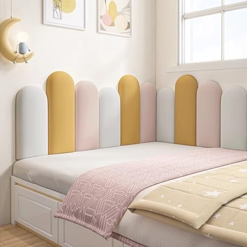 SXEVZOO Schälen Und Kleben Kopfteil, 3D Kinder Anti-Kollisions-Wandpolster, 3cm Dicke Stoßfest Gepolstert Wandverkleidung for Gestaltung Kinder Schlafzimmer (Color : C, Size : 200x55cm)