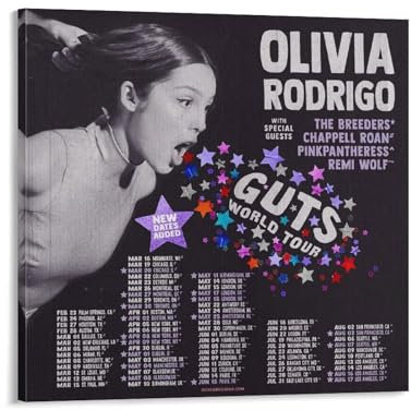 DAGUYS Póster musical de Olivia Rodrigo con 2 obras de arte de la cantante pop Olivia Rodrigo para pared, lienzo decorativo para el hogar, 40 x 40 cm