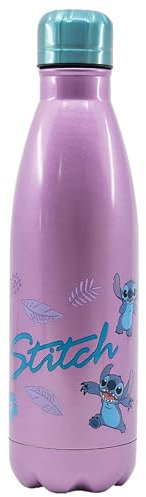 Elbenwald Bouteille d'eau Lilo & Stitch - 780 ml avec motif Aloha Hawaii, hauteur de 26,5 cm, bouteille d'eau avec bouchon à vis - Acier inoxydable/Violet