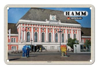 FEMER Blechschild Städte Hamm Bahnhof Skulpturen Deko 18x12cm Schild