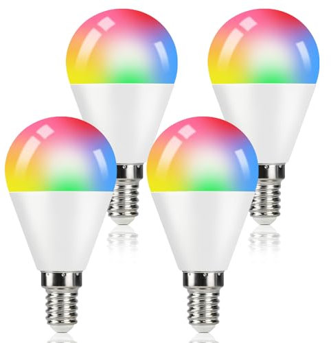 Kowanie E14 LED Lampe RGB Glühbirne: 4er Pack Leuchtmittel dimmbare Edison Glühlampe mit Fernbedienung 3000K Warmweiß 4W Farbwechsel 16 Farbe 4 Dynamic Modes Farbige Birne Deko für Party Bar KTV