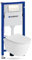 Lavita Duofix Praia Basic Ensemble WC encastré avec élément de chasse d'eau + abattant WC + panneau de commande Delta 25 - Bouton blanc - Kit complet encastré pour WC