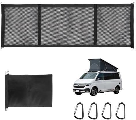 Auto Gepäcknetz Aufbewahrungs Netz Kompatibel mit VW T5 T6, Autodach Nylon Netztasche für das Aufstelldach Wohnmobile Bulli Multivan California Beach Caravelle