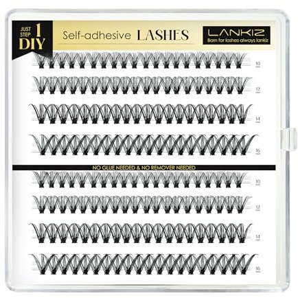 LANKIZ Selbstklebend Wimpern, 160Pcs Kein Kleber Erforderlich 30D D Curl DIY Wimpern Extensions, Wiederverwendbar Einzelne Wimpern,Vorgeklebte Wimpernverlängerung (30D - Self-adhesive Lash-D)