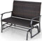 GYMAX Schaukelbank, 2-Sitzer Schaukelstuhl Rattan, Gartenbank mit schnell trocknender Baumwolle, Balkonbank, Sitzbank für Garten, Balkon & Terrasse, 120 x 80 x 94 cm
