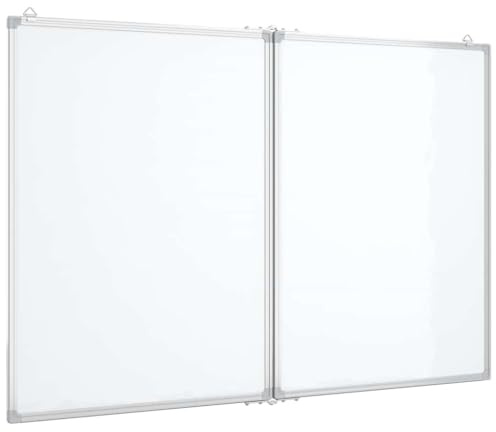 vidaXL Magnetisches Whiteboard, Memoboard mit Haken Metallrückwand, Magnettafel für Schule Konferenzraum Büro, Schreibtafel, Klappbar Aluminium